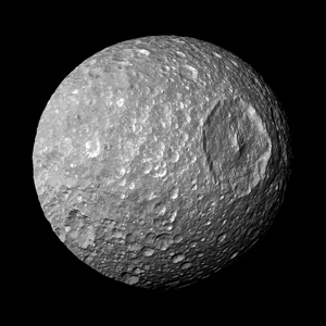Mimas - one of Saturn's moons - bearing an uncanny resemblance to the Death Star from Star Wars! Mimas - one of Saturn's moons - bearing an uncanny resemblance to the Death Star from Star Wars!